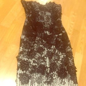 Mandalay lace black and gray midi dress